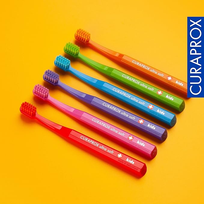 Curaprox CS Kids Toothbrush– for Children Aged 4–12 | Ultra-Soft Gentle Cleaning | 5,500 Curen® filaments | Single Pack | Random Color