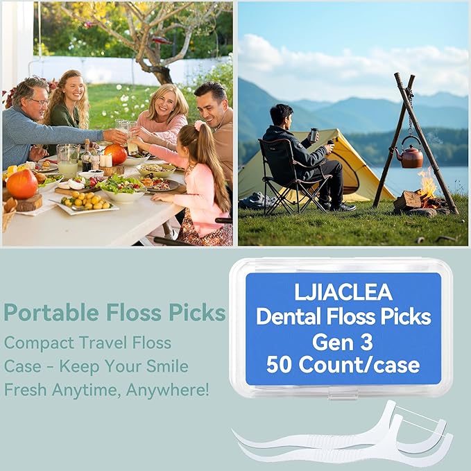 Dental Floss Picks with Built-in Toothpicks 500 Count White Non-Breakable Flossers Bulk 10 Travel Cases Family Pack Toothsticks for Deep Cleaning Plaque Removal and Gingiva Protection
