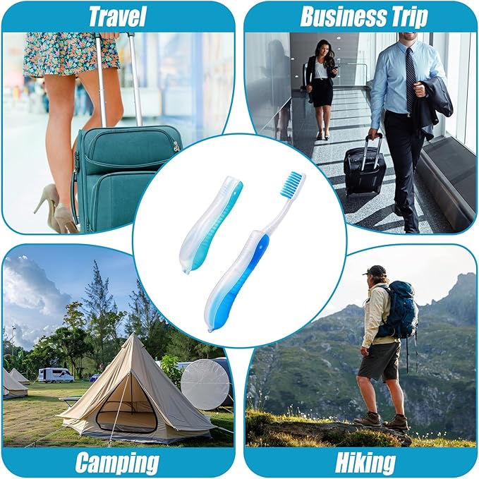 2 Packs Travel Toothbrush, Mini Portable Travel Toothbrush Set, Soft Medium Bristles Foldable Toothbrushes for Camping Hiking Traveling School