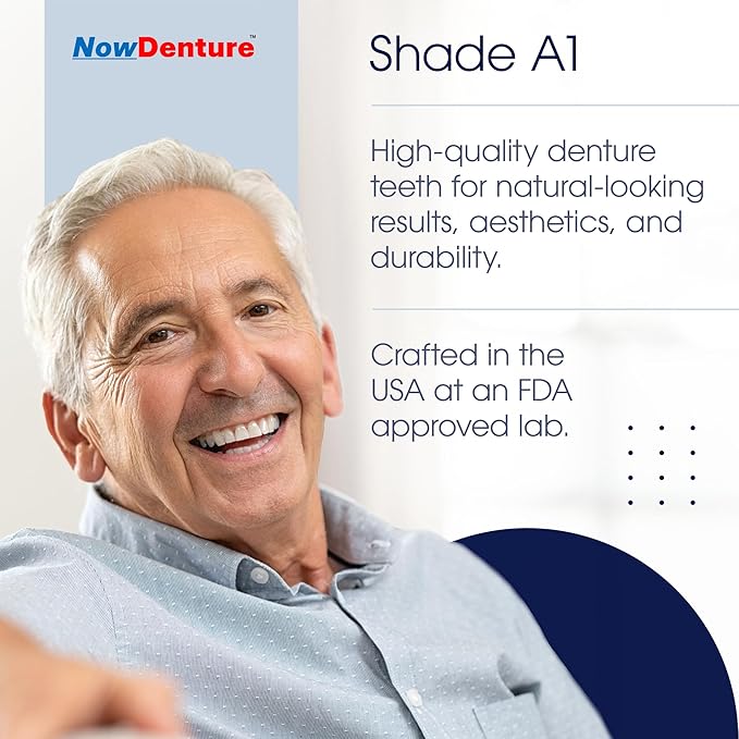 Heat and Fit™ NowDenture™ - Premium Immediate Upper Dentures - USA Made, Real Teeth, Custom Fit - No Impressions Needed for Fast Results at Home - Complete Kit with Sizing Trays - Medium