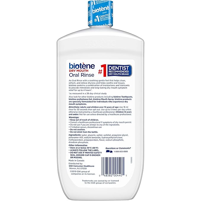 Biotene Oral Rinse Mouthwash for Dry Mouth, Breath Freshener and Dry Mouth Treatment, Fresh Mint - 2x33.8 fl oz