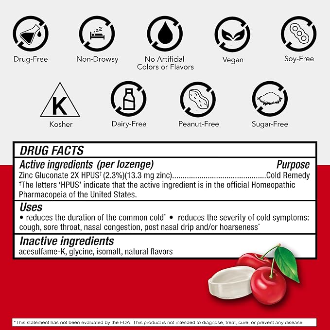 Cold-Eeze Sugar-Free, Natural Wild Cherry Zinc Lozenges, 25 Ct (Pack of 2)