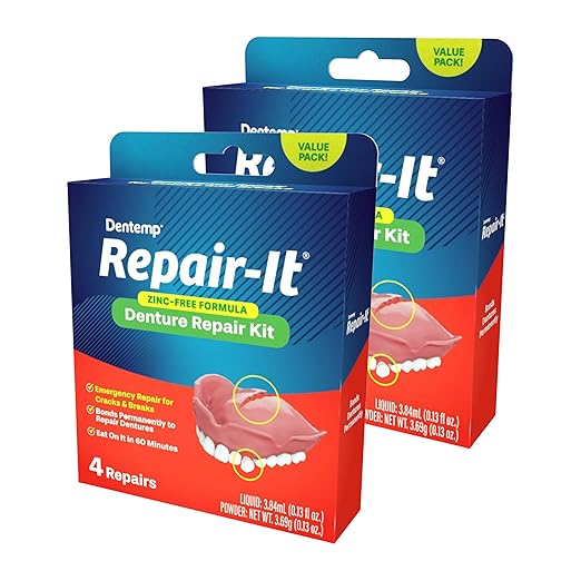 Dentemp Repair Kit - Repair-It Advanced Formula Denture Repair Kit - Repairs Broken Dentures, Mends Cracks and Replace Loose Teeth (2 Pack (8 Count))