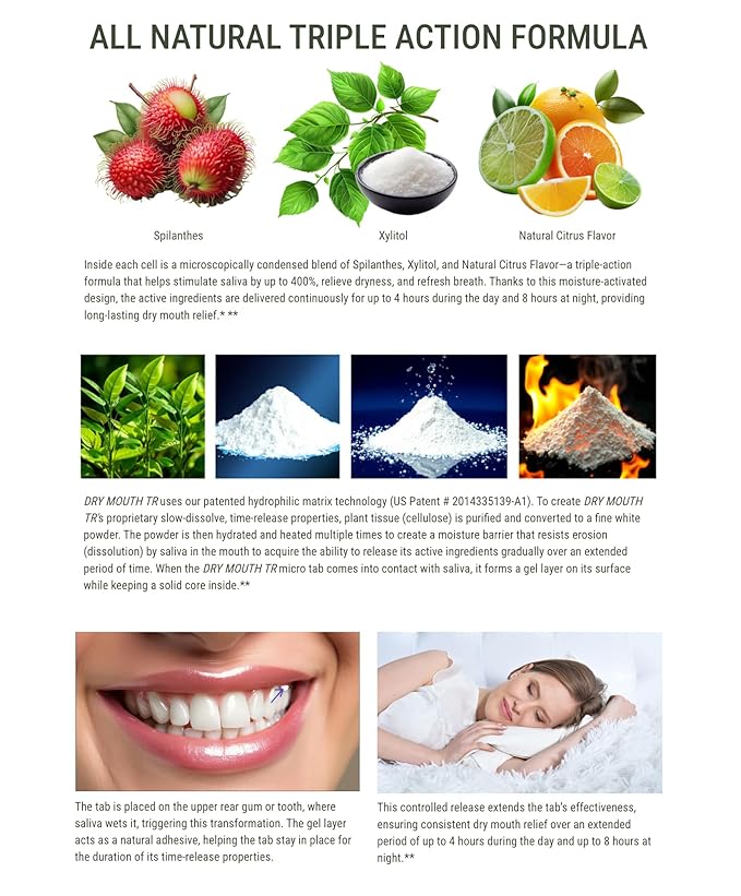 Dry Mouth TR by NeuOra Microceuticals: 8 Hour Time-Release Oral Micro Tabs, 1pk