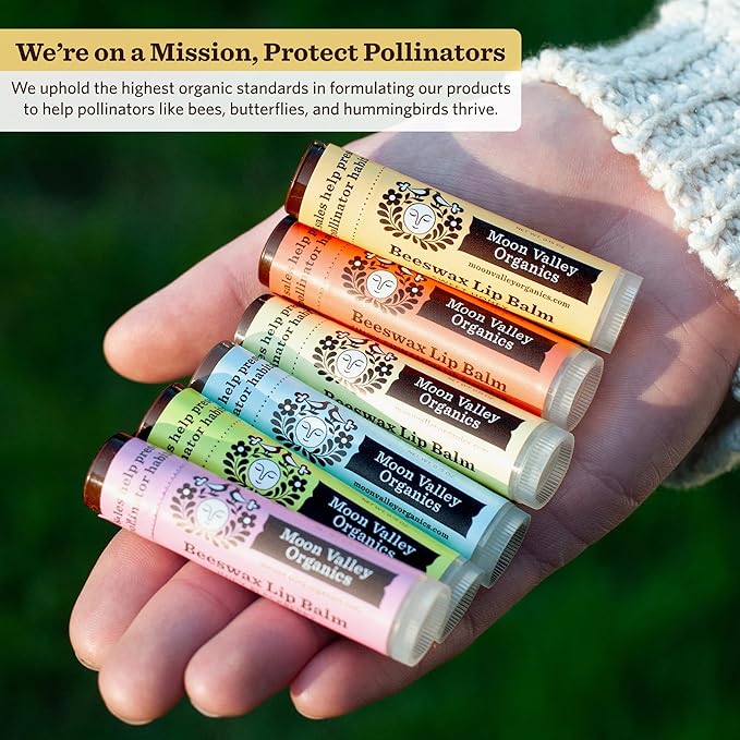 Moon Valley Organics Beeswax Lip Balm for Moisturizing Lips and Cuticles (SWEET HONEY, 4pack)