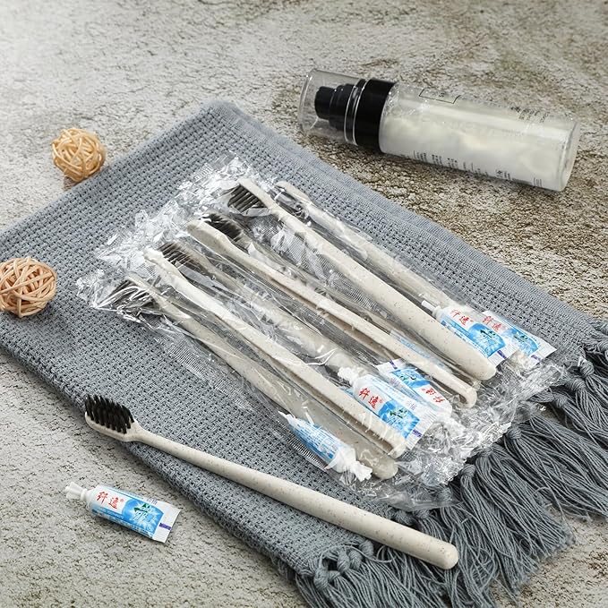 Uiifan 250 Sets Disposable Toothbrushes with Toothpaste Bulk Individually Wrapped Travel Toothbrush Kit Soft Bristle Tooth Brushes Homeless Supplies for Hotel Shelter Nursing Home Charity Donation