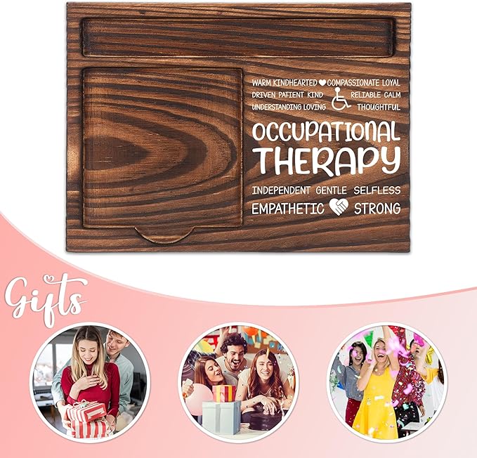Occupational Therapy Appreciation Gifts, Thank You Gift for Occupational Therapist, OT Office Coworkers Staff Appreciation Gifts, Sticky Note Holder Wooden Notepad & Pen Holder 6.5" x 4.7" - FTA266