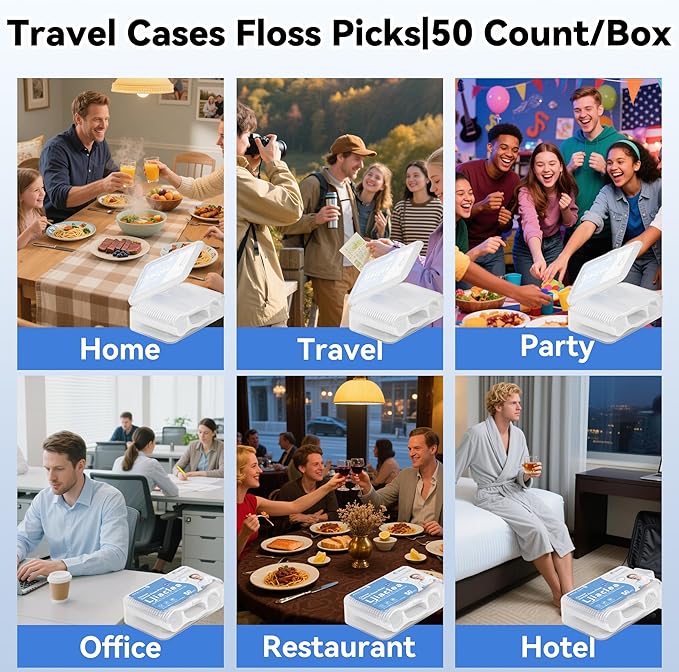 Floss Picks 300 Count Dental Floss Sticks Gen 3 Bulk Tooth Picks Flossers with Travel Case Toothpicks for Family Restaurant Adults Teeth Cleaning