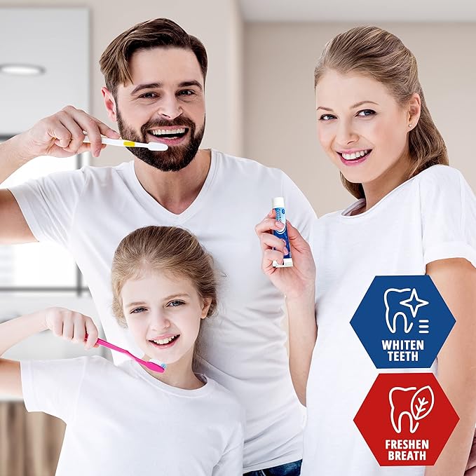 MED PRIDE Travel Size Fluoride Toothpaste – Value Pack of 12 Tubes (1.5 oz Each) – Anticavity Protection for Kids & Adults – Helps Whiten Teeth & Freshen Breath