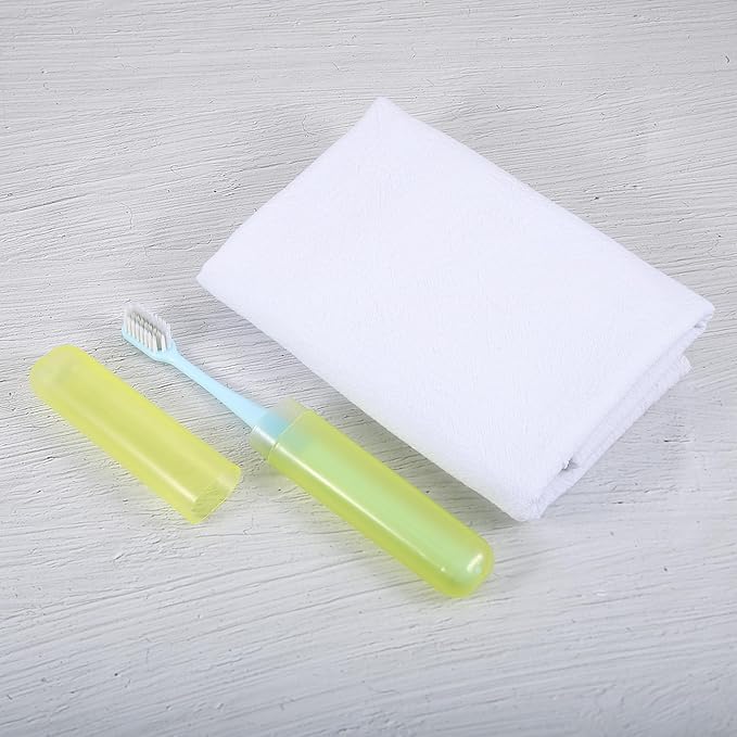 VOCOSTE 2 Pcs, Toothbrush Travel Case, Plastic, Lightweight Traveling Toothbrush Holders Case, for Travel Business, Yellow, 7.48"x1.06"
