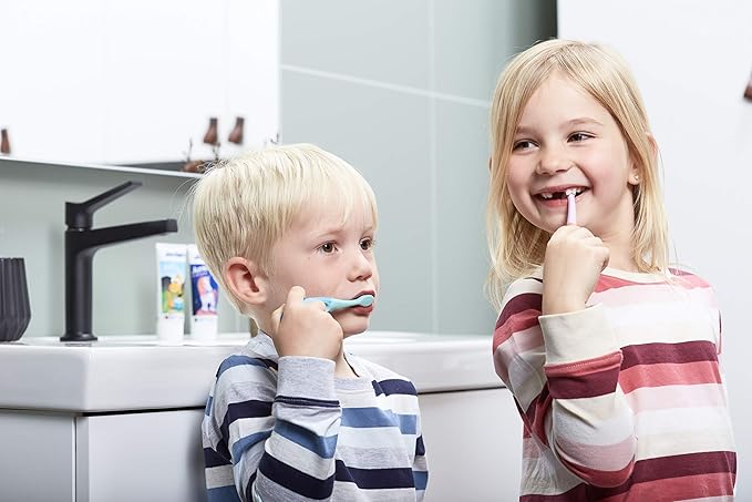 Jordan* Step 2 Kids Toothbrush, 3-5 Years, Soft Bristles, BPA Free (4 Pack) Pink & Yellow