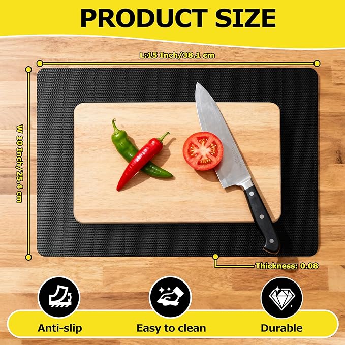 Upgraded 10” x 15” Grips Non-Adhesive Anti-Slip Mat, Black Multi-Purpose Dual-Sided Non-Slip Pad for Desks & Surfaces, Desk Mat, Drawer Liner, Laptop Pad