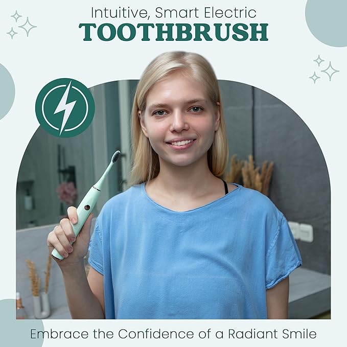 Sonic Electric Toothbrush - Battery Operated Toothbrush Electric with Timer, 5 Cleaning Modes & 3 Intensity Levels - Electronic Toothbrush for Adults with Long-Lasting 90-Days Battery Life