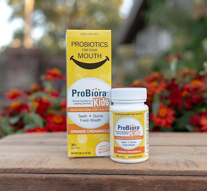 ProBiora Kids Oral-Care Chewable Probiotic Tablets | Probiotic Supplement Designed Specifically for Kids | Healthier Teeth & Gums | Fresher Breath | Whiter Teeth (30 Count (Pack of 3), Orange)