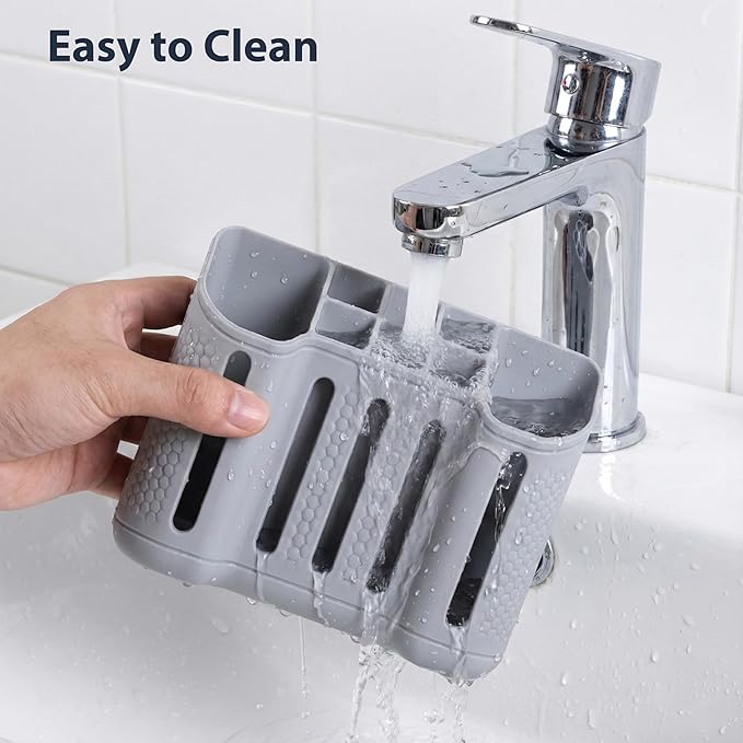Toothbrush Holders for Bathrooms, Electric Toothbrush, Shaver and Toothpaste Holder, 6 Small Slots &2 Large Slots, Bathroom Organizer and Storage, Bathroom Accessories (Gray)