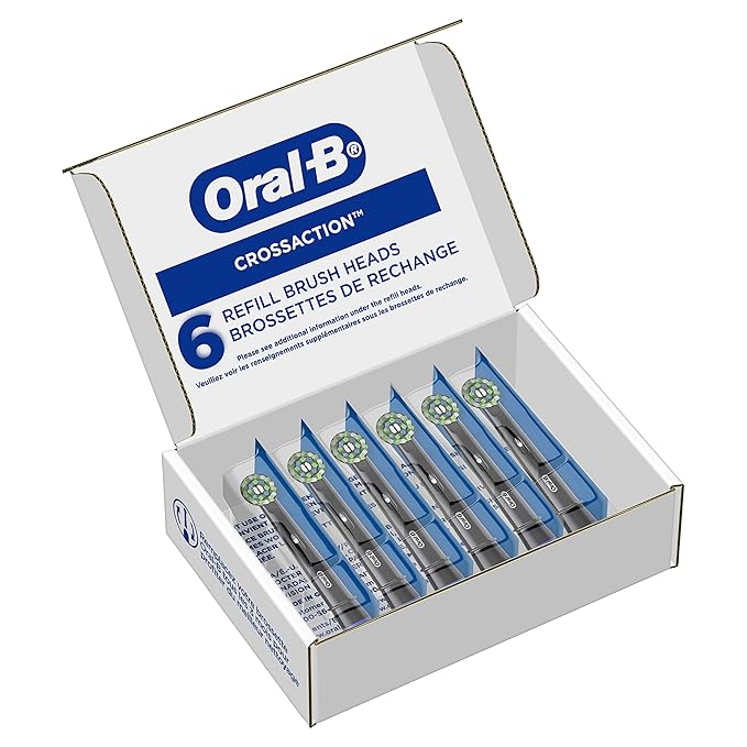 Oral-B Cross Action Replacement Brush Heads for an Oral-B Electric Toothbrush, Pack of 6, Black