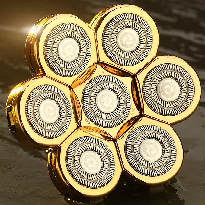 WAHFOX Universal 7 Gold Blades Shaver Replacement Heads for Mainstream Brands, Electric Shaver Head