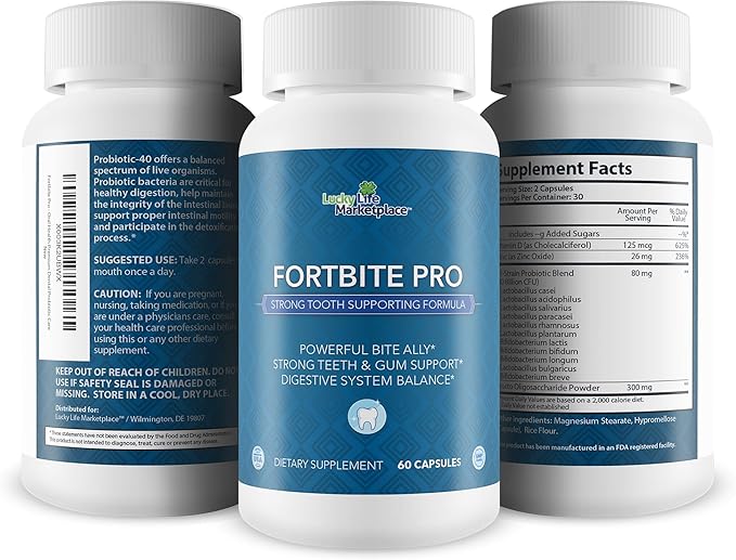 Fortbite Pro - Oral Health Probiotics - Support Healthy Teeth & Gums - Strong Tooth Supporting Formula - Promote Healthy Mouth Bacteria with Multi-Strain Probiotic - Premium Dental Probiotic Care