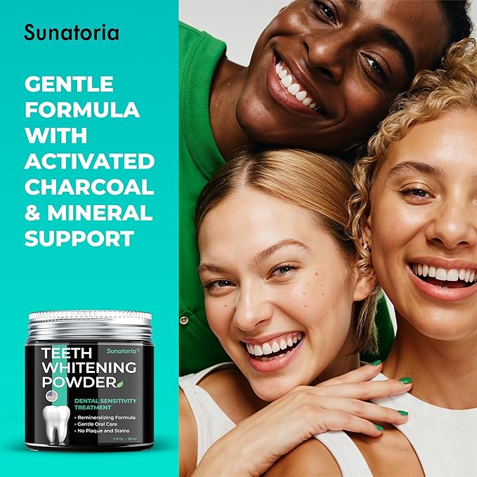 Teeth Whitening Powder – Remineralizing Tooth Powder with Nano-Hydroxyapatite, Xylitol, Charcoal + Bentonite Clay, Fluoride-Free Mint | Powder Toothpaste, Dental Sensitivity Treatments, 2 oz
