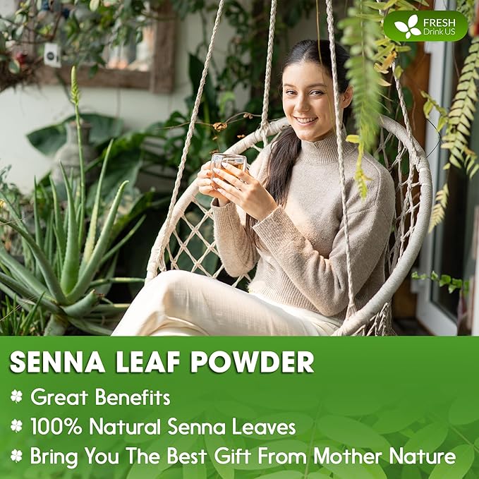 FRESHDRINKUS, Premium 32oz Senna Leaf Powder, 100% Natural and Pure from Senna Leaves, No Additives, No Gluten, No Sugar, Vegan
