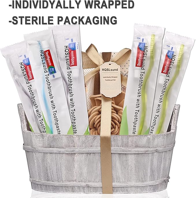 HQSL Sund 120 Pack Disposable Toothbrushes with Toothpaste, Individually Wrapped, Manual Disposable Toothbrushes Bulk, Adult Kid Toiletries, 3 Colors