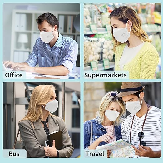 LEMENT KN95 Face Masks - 100 Pack Breathable Comfortable Disposable Masks For Adult, Filter Efficiency≥95%, Elastic Ear Loops, White