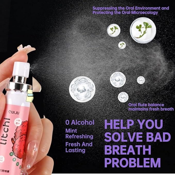 5PCS Fruit Oral Breath Spray, Mouth Breath Freshener, Natural Fresh Breath Freshener Spray, Portable Mint Dry Mouth Spray Effective Refreshing Bad Breath Treatment Oral Odor Care Mist Sprays for Adult