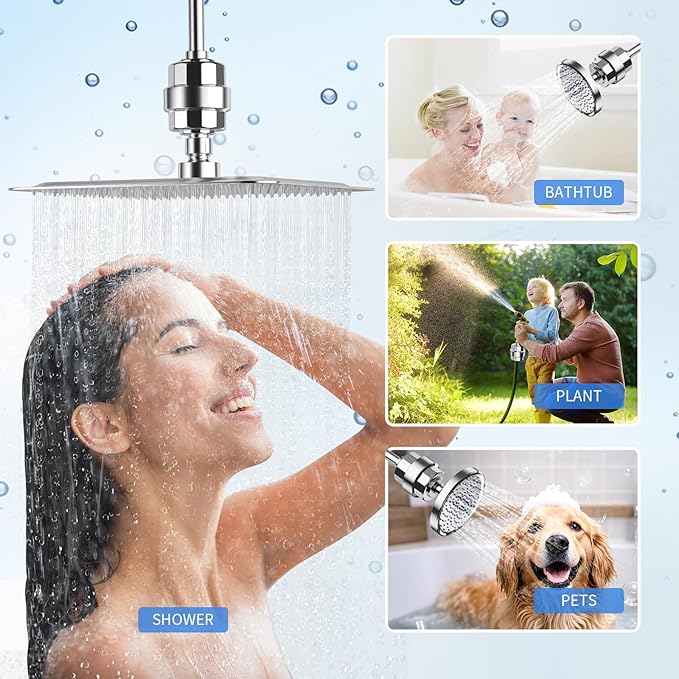 SR SUN RISE 20-Stages Shower Filter Replacement Cartridges - Universal Fit for Most Shower Head Filters, Reduces Chlorine & Chemicals, pH Balanced Water for Soft Skin & Healthy Hair(2-Pack)
