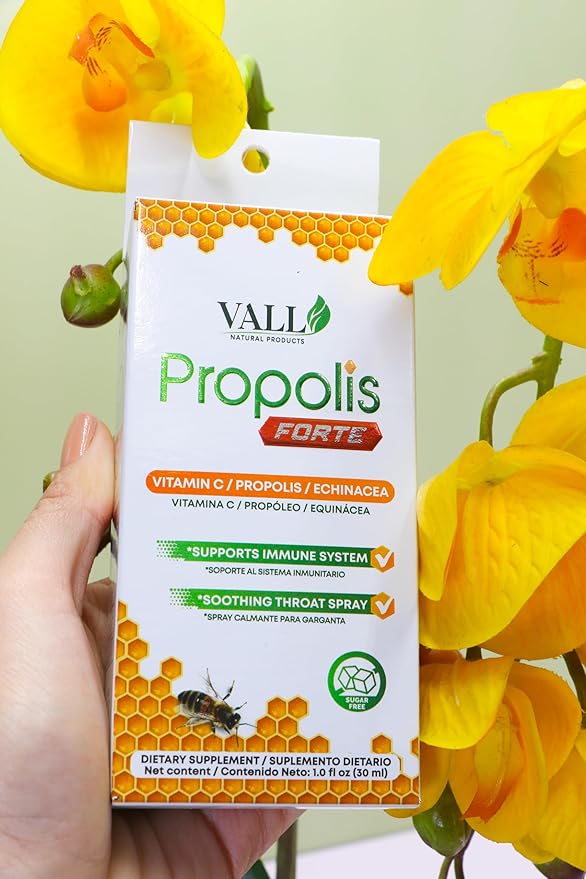 Vall-Propolis - Propolis Forte Oral Spray 1 fl oz (30 ml) - Propolis, Echinacea & Vitamin C Blend - Soothing Throat Relief and antioxidant Immune Support