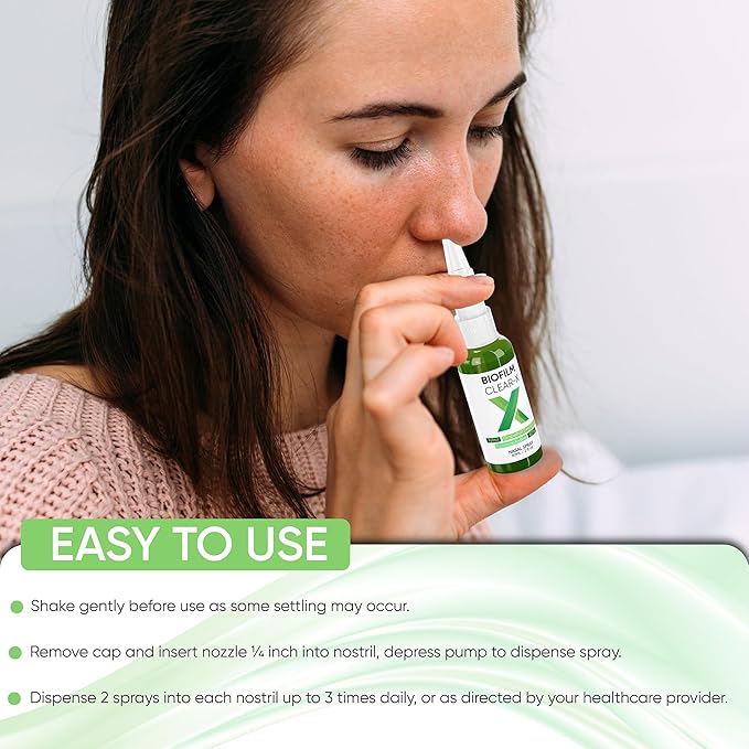 BioFilm Clear-X Nasal Spray with EDTA, Xylitol and Grapefruit Seed Extract, 2fl.oz 60ml, 500 Sprays per Bottle