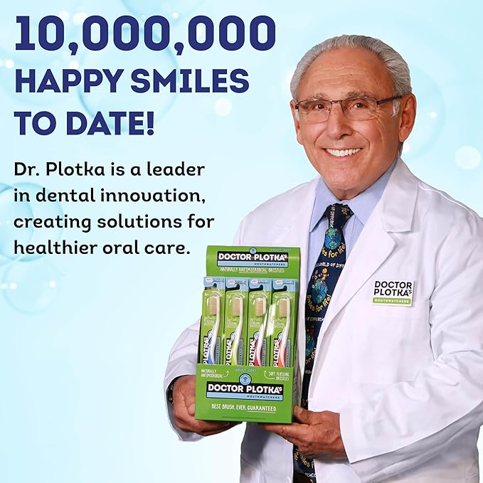 MOUTHWATCHERS Soft Flossing Toothbrushes for Kids, Blue, Ultra Clean Manual Toothbrush for Sensitive Teeth & Gums, by Dr. Plotka