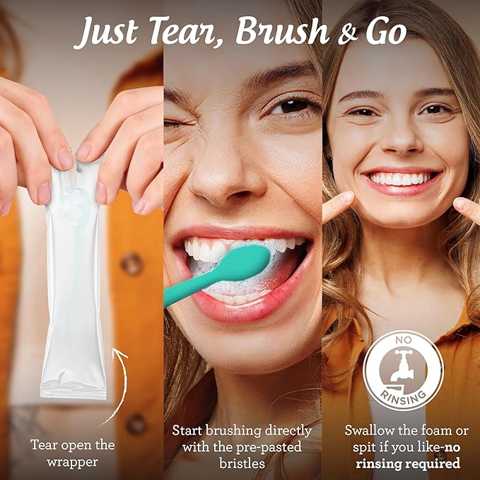 GuruNanda Travel-Ready Oral Care Bundle – 70ct Disposable Pre-Pasted Toothbrushes & 7 Coconut Oil Pulling Sachets for Fresh Breath & Clean Smiles on The Go