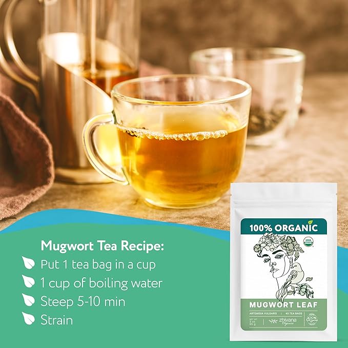 Organic Mugwort Tea (40 Tea Bags) โ Mugwart Tea for Digestive Health, Liver, Women Cycle, Relaxation (Artemisia Vulgaris) - Te de Artemisa