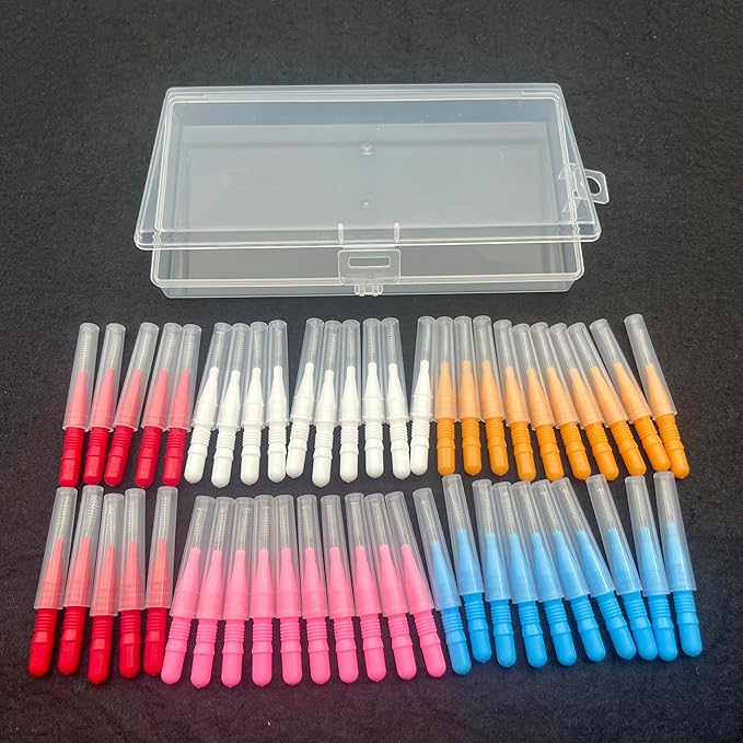 50 Count Interdental Brush,Toothpicks Tooth Flossing Head Oral Dental Hygiene Brush,Teeth Cleaner Dental Floss Stick Tooth Cleaning Tool