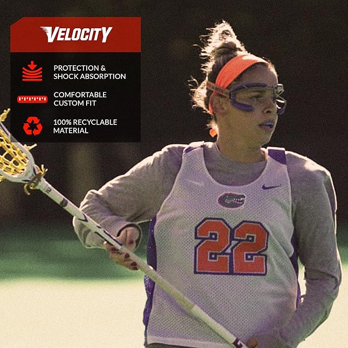 Velocity Champion Youth Mouthguard, 1 Pack, Orange & White Orange Flavor - for Ages 11 to 18 - Ideal for Lacrosse, Football, Hockey, Basketball, Soccer, Boxing, Martial Arts, Field Hockey, and More
