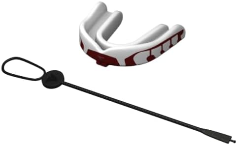 Velocity Champion Junior Mouthguard, 1 Pack, Maroon & White - for Ages 5 to 10 - Ideal for Lacrosse, Football, Hockey, Basketball, Soccer, Boxing, Martial Arts, Field Hockey, and More