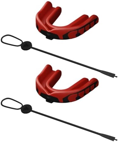 Velocity Champion Youth Mouthguard, 2 Pack, Black & Red - for Ages 11 to 18 - Ideal for Lacrosse, Football, Hockey, Basketball, Soccer, Boxing, Martial Arts, Field Hockey, and More