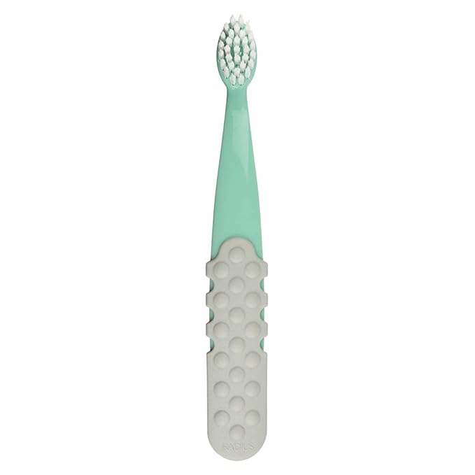 RADIUS Totz Plus Brush Kids Toothbrush Silky Soft BPA Free ADA Accepted Designed for Delicate Teeth & Gums for Children 3 Years & Up - MintCoolGrey - Pack of 1