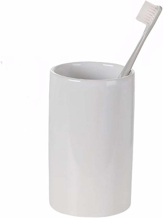 White Ceramic Toothbrush Holders, Bathroom Tumbler Cups,Toothbrush Cup, Bathroom Counter Organizer(300ml)