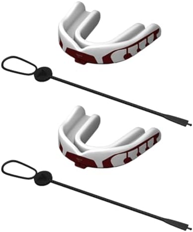 Velocity Champion Youth Mouthguard, 2 Pack, Maroon & White - for Ages 11 to 18 - Ideal for Lacrosse, Football, Hockey, Basketball, Soccer, Boxing, Martial Arts, Field Hockey, and More