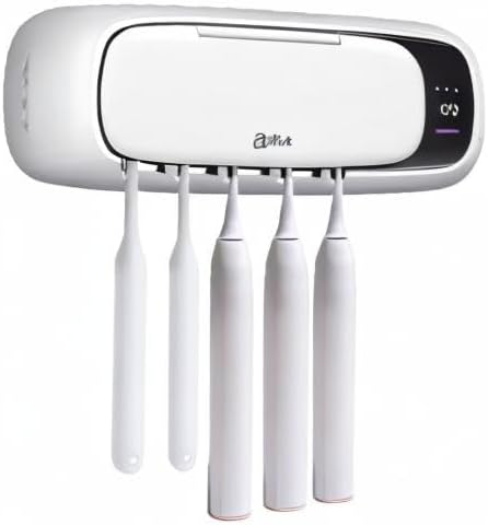 TS65 Toothbrush Heat Dryer Holder, 122°F Heat Drying, 5 toothbrushes Slot, Cordless & Rechargable, Simple Operation and Installation, Bathroom & Toilet Accessories,Taiwan Design