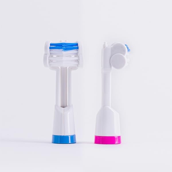 Triple Bristle Replacement Brush Head Refills | Innovative 3 Head Design | Compatible with Triple Bristle Brand Sonic Toothbrush | Color Changing Indicator Bristles | 2 Pack (Blue & Pink)