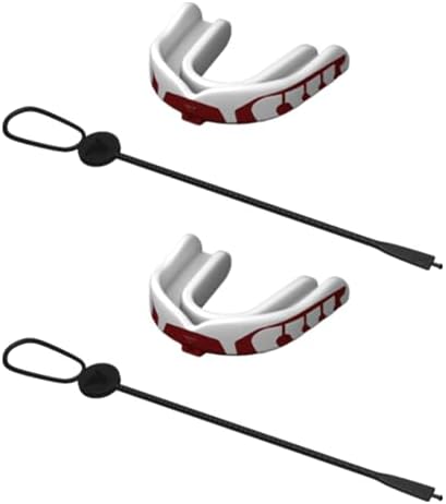 Velocity Champion Junior Mouthguard, 2 Pack, Red & White - for Ages 5 to 10 - Ideal for Lacrosse, Football, Hockey, Basketball, Soccer, Boxing, Martial Arts, Field Hockey, and More