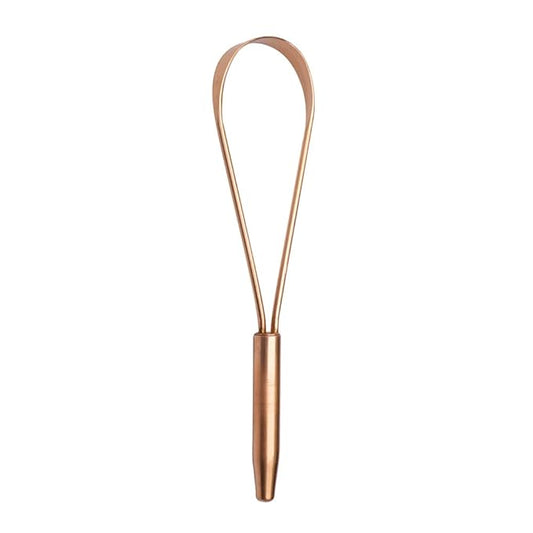 HealthAndYoga™ qLoop Copper Tongue Cleaner - Easy One Hand Use - Larger Surface Coverage - Ayurvedic Copper Health for Fresh Breath and Total Oral Hygiene (Single)