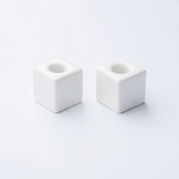 AirMoon Mini Square Ceramic Toothbrush Holder for Bathroom - White Small Countertop Organizer, Easy Clean Toothbrush Stand, Suit for Electric Toothbrush Head, Pens & Coffee Spoon, Pack of 2