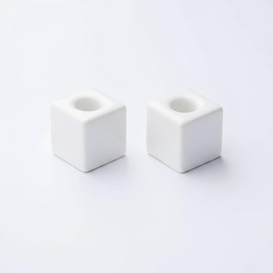 AirMoon Mini Square Ceramic Toothbrush Holder for Bathroom - White Small Countertop Organizer, Easy Clean Toothbrush Stand, Suit for Electric Toothbrush Head, Pens & Coffee Spoon, Pack of 2