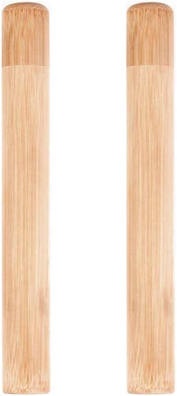vipolish 2 Pcs Eco-friendly Healthy Natural Bamboo Toothbrush Storage Empty Portable Reusable Toothbrush Container Holder Personal Cleaning Tools Case Tube for Travel Trip