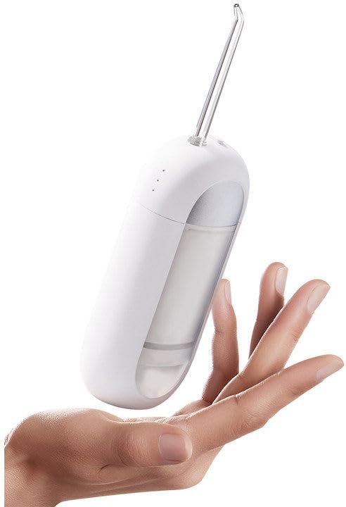 Water Flosser - Waterproof Portable for Teeth ，Water Dental Flosser Portable Cordless Oral Irrigator 3 Modes 6 Flossing Nozzles, Compact & Light for Travel (White)