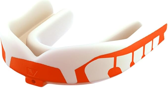Velocity Champion Youth Mouthguard, 1 Pack, Orange & White - for Ages 10 to 14 - Ideal for Lacrosse, Football, Hockey, Basketball, Soccer, Boxing, Martial Arts, Field Hockey, and More
