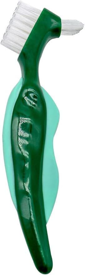 Premium Hard Denture Brush Toothbrush for False Teeth, Multi-Layered Bristles & Portable Denture Double Sided Brush, Denture Care (Pack of 4)